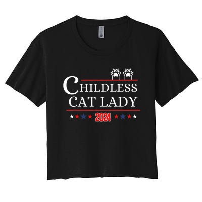 Childless Cat Lady 2024 Pro Kamala Harris Women's Crop Top Tee