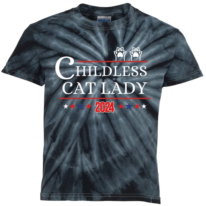 Childless Cat Lady 2024 Pro Kamala Harris Kids Tie-Dye T-Shirt