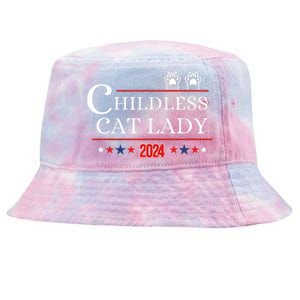 Childless Cat Lady 2024 Pro Kamala Harris Tie-Dyed Bucket Hat