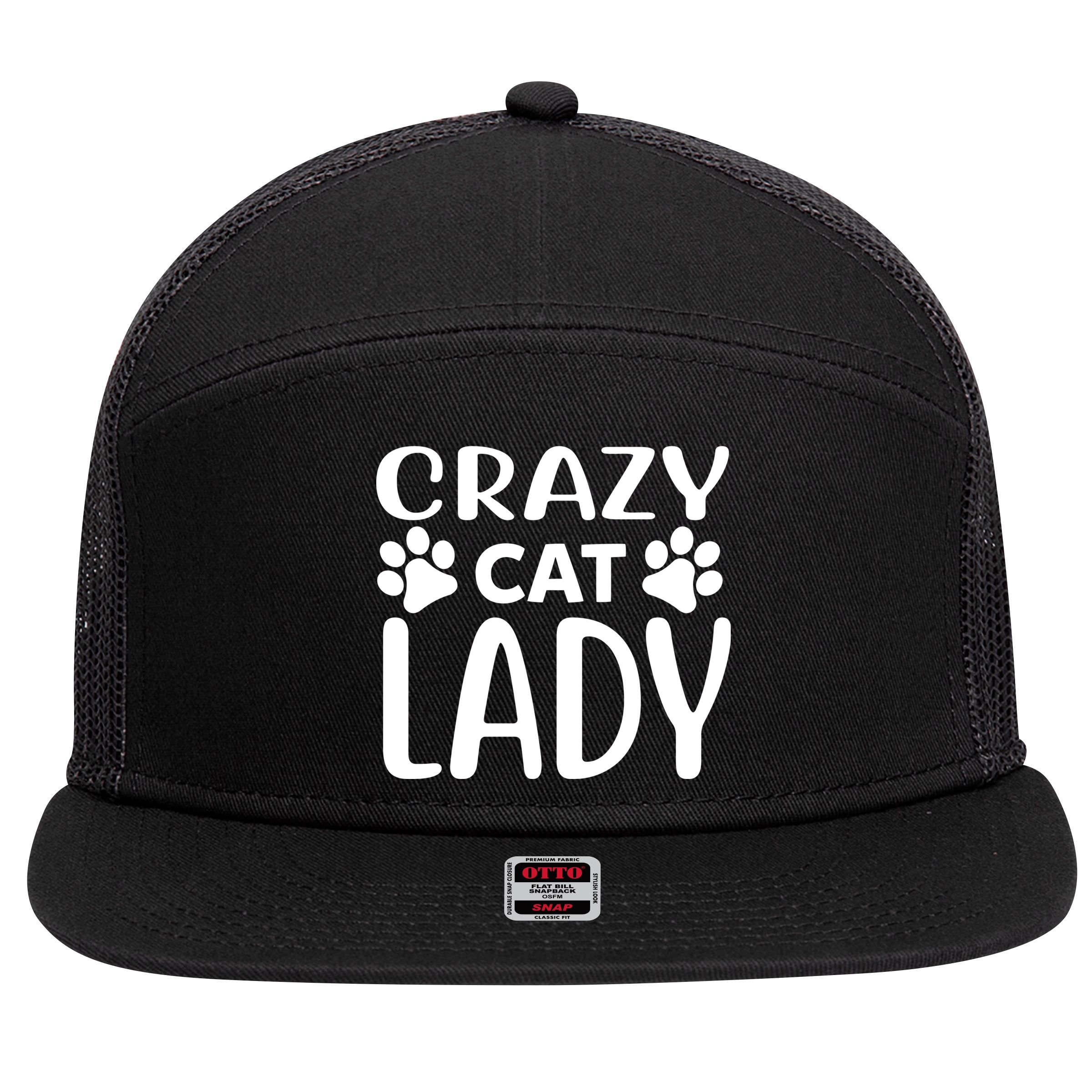 Crazy Cat Lady 7 Panel Mesh Trucker Snapback Hat