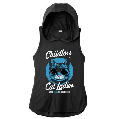 Childless Cat Ladies Vote Blue Graphic Ladies PosiCharge Tri-Blend Wicking Draft Hoodie Tank