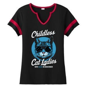 Childless Cat Ladies Vote Blue Graphic Ladies Halftime Notch Neck Tee