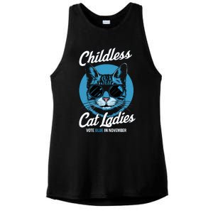 Childless Cat Ladies Vote Blue Graphic Ladies PosiCharge Tri-Blend Wicking Tank