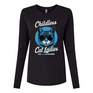 Childless Cat Ladies Vote Blue Graphic Womens Cotton Relaxed Long Sleeve T-Shirt