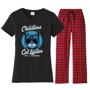 Childless Cat Ladies Vote Blue Graphic Women's Flannel Pajama Set