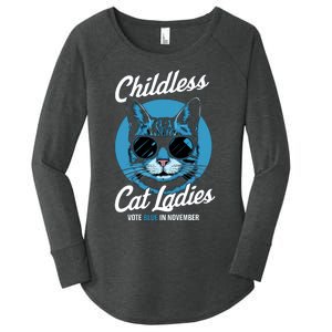 Childless Cat Ladies Vote Blue Graphic Women's Perfect Tri Tunic Long Sleeve Shirt