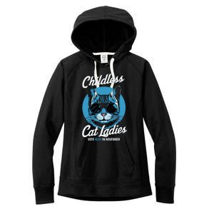 Childless Cat Ladies Vote Blue Graphic Women's Fleece Hoodie