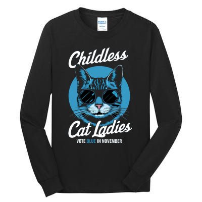 Childless Cat Ladies Vote Blue Graphic Tall Long Sleeve T-Shirt