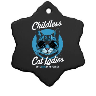 Childless Cat Ladies Vote Blue Graphic Ceramic Star Ornament