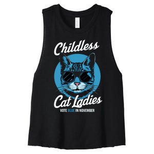 Childless Cat Ladies Vote Blue Graphic Women's Racerback Cropped Tank