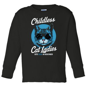 Childless Cat Ladies Vote Blue Graphic Toddler Long Sleeve Shirt