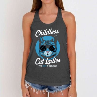 Childless Cat Ladies Vote Blue Graphic Women's Knotted Racerback Tank