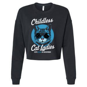 Childless Cat Ladies Vote Blue Graphic Cropped Pullover Crew