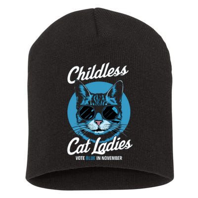 Childless Cat Ladies Vote Blue Graphic Short Acrylic Beanie