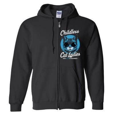 Childless Cat Ladies Vote Blue Graphic Full Zip Hoodie