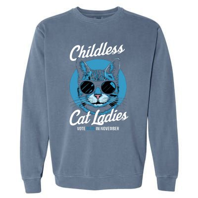 Childless Cat Ladies Vote Blue Graphic Garment-Dyed Sweatshirt