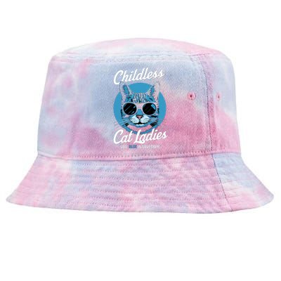 Childless Cat Ladies Vote Blue Graphic Tie-Dyed Bucket Hat