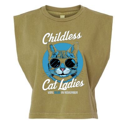 Childless Cat Ladies Vote Blue Graphic Garment-Dyed Women's Muscle Tee