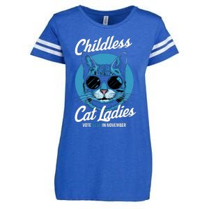 Childless Cat Ladies Vote Blue Graphic Enza Ladies Jersey Football T-Shirt