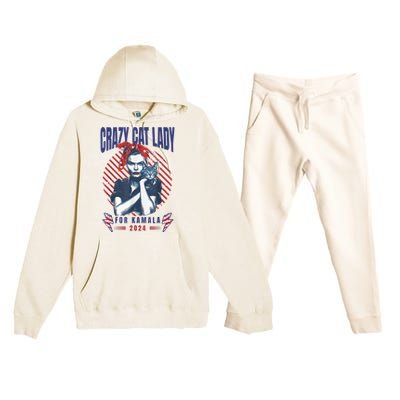 Crazy Cat Lady For Kamala 2024 Premium Hooded Sweatsuit Set