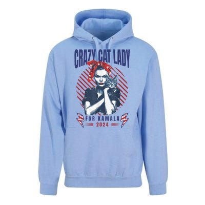 Crazy Cat Lady For Kamala 2024 Unisex Surf Hoodie