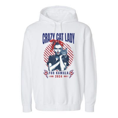 Crazy Cat Lady For Kamala 2024 Garment-Dyed Fleece Hoodie