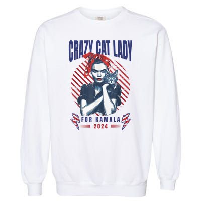 Crazy Cat Lady For Kamala 2024 Garment-Dyed Sweatshirt