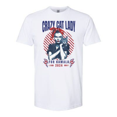 Crazy Cat Lady For Kamala 2024 Softstyle CVC T-Shirt