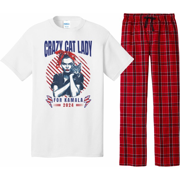 Crazy Cat Lady For Kamala 2024 Pajama Set