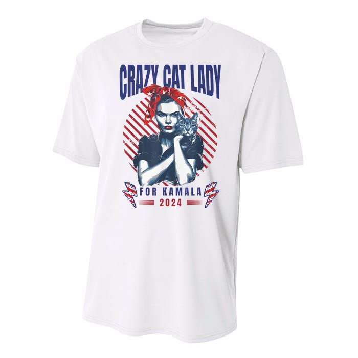 Crazy Cat Lady For Kamala 2024 Performance Sprint T-Shirt