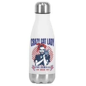 Crazy Cat Lady For Kamala 2024 Stainless Steel Insulated Water Bottle