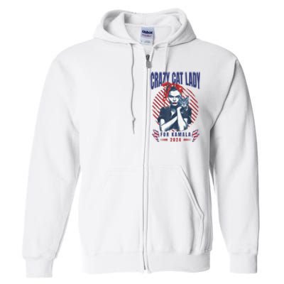 Crazy Cat Lady For Kamala 2024 Full Zip Hoodie