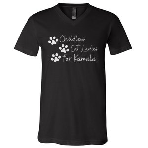 Childless Cat Ladies For Kamala Harris Funny Pro Kamala V-Neck T-Shirt