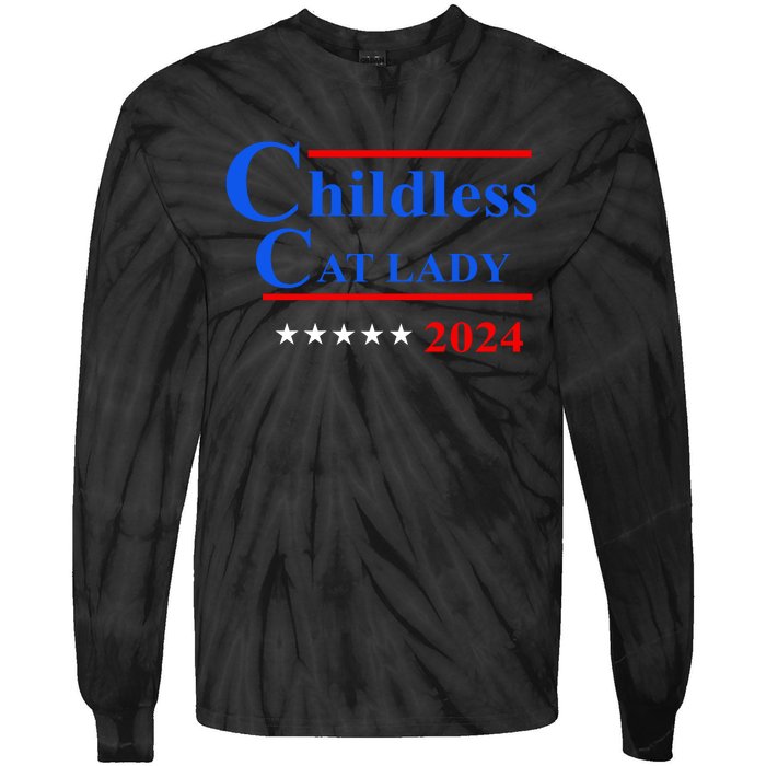 Childless Cat Lady 2024 Tie-Dye Long Sleeve Shirt