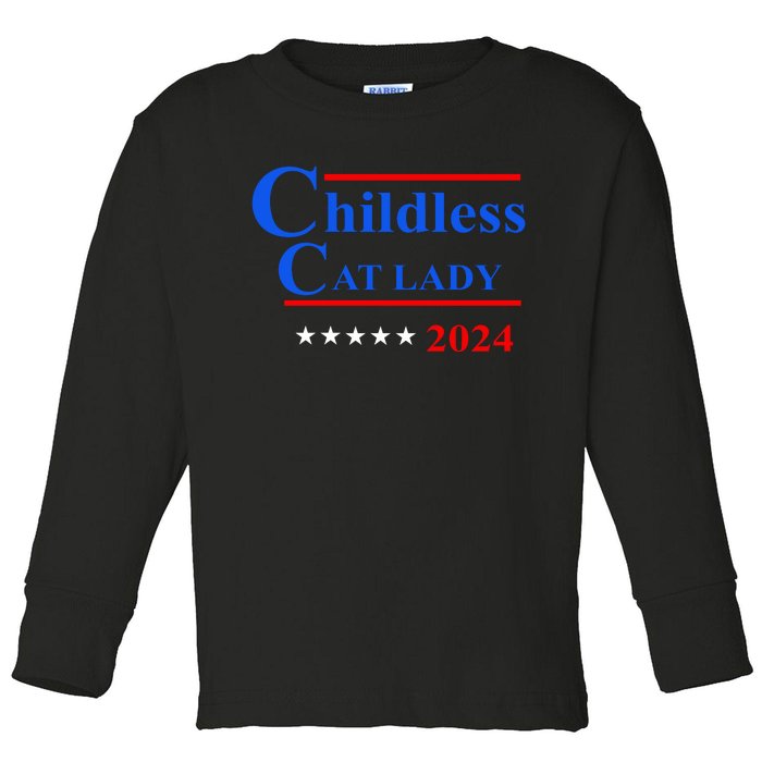 Childless Cat Lady 2024 Toddler Long Sleeve Shirt