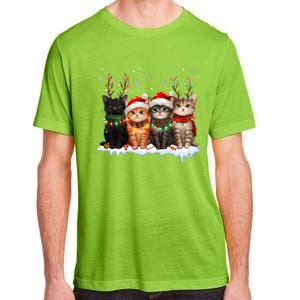 Cat Christmas Light Reindeer Santa Christmas Cat Lover Adult ChromaSoft Performance T-Shirt