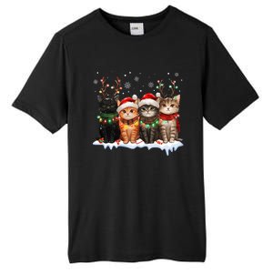 Cat Christmas Light Reindeer Santa Christmas Cat Lover Tall Fusion ChromaSoft Performance T-Shirt