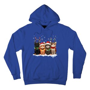 Cat Christmas Light Reindeer Santa Christmas Cat Lover Hoodie