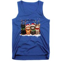 Cat Christmas Light Reindeer Santa Christmas Cat Lover Tank Top