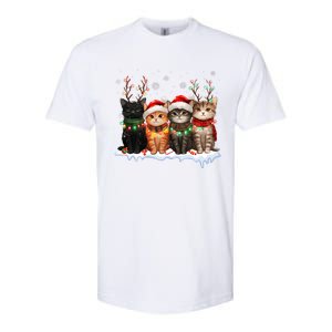 Cat Christmas Light Reindeer Santa Christmas Cat Lover Softstyle CVC T-Shirt