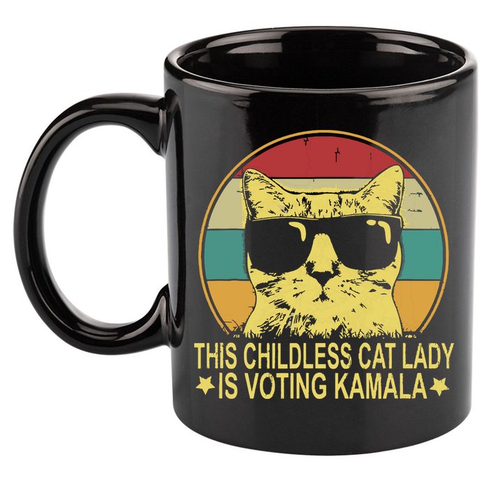 Childless Cat Ladies For Kamala Harris 11oz C Handle Ceramic Mug
