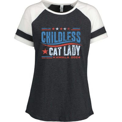 Childless Cat Lady Kamala 2024 Enza Ladies Jersey Colorblock Tee