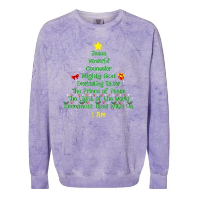 Christian Christmas Lover Bible Names Of Jesus Tree Xmas Colorblast Crewneck Sweatshirt