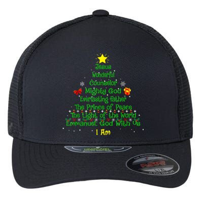 Christian Christmas Lover Bible Names Of Jesus Tree Xmas Flexfit Unipanel Trucker Cap