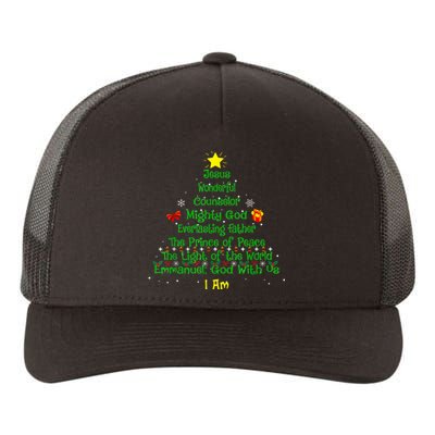 Christian Christmas Lover Bible Names Of Jesus Tree Xmas Yupoong Adult 5-Panel Trucker Hat