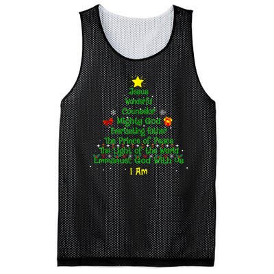 Christian Christmas Lover Bible Names Of Jesus Tree Xmas Mesh Reversible Basketball Jersey Tank