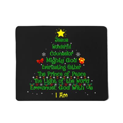 Christian Christmas Lover Bible Names Of Jesus Tree Xmas Mousepad