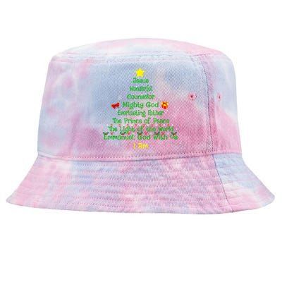 Christian Christmas Lover Bible Names Of Jesus Tree Xmas Tie-Dyed Bucket Hat