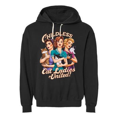 Childless Cat Ladies Garment-Dyed Fleece Hoodie