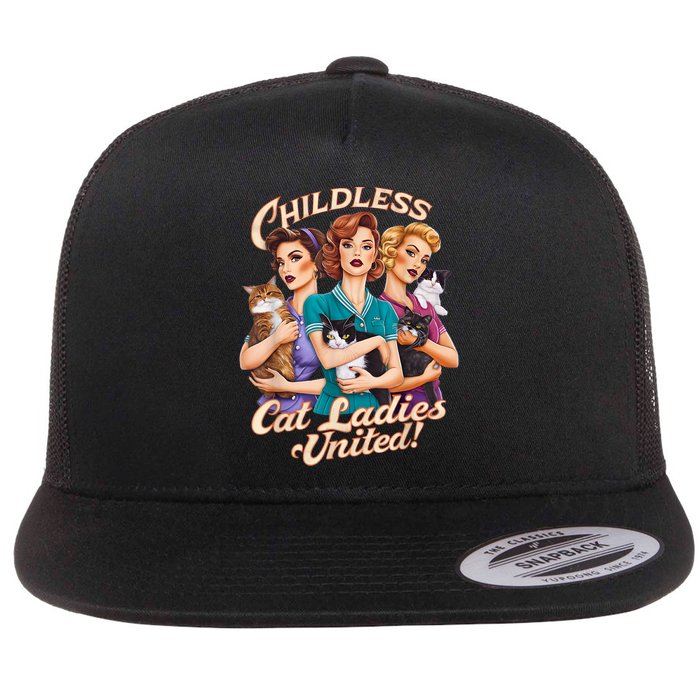 Childless Cat Ladies Flat Bill Trucker Hat